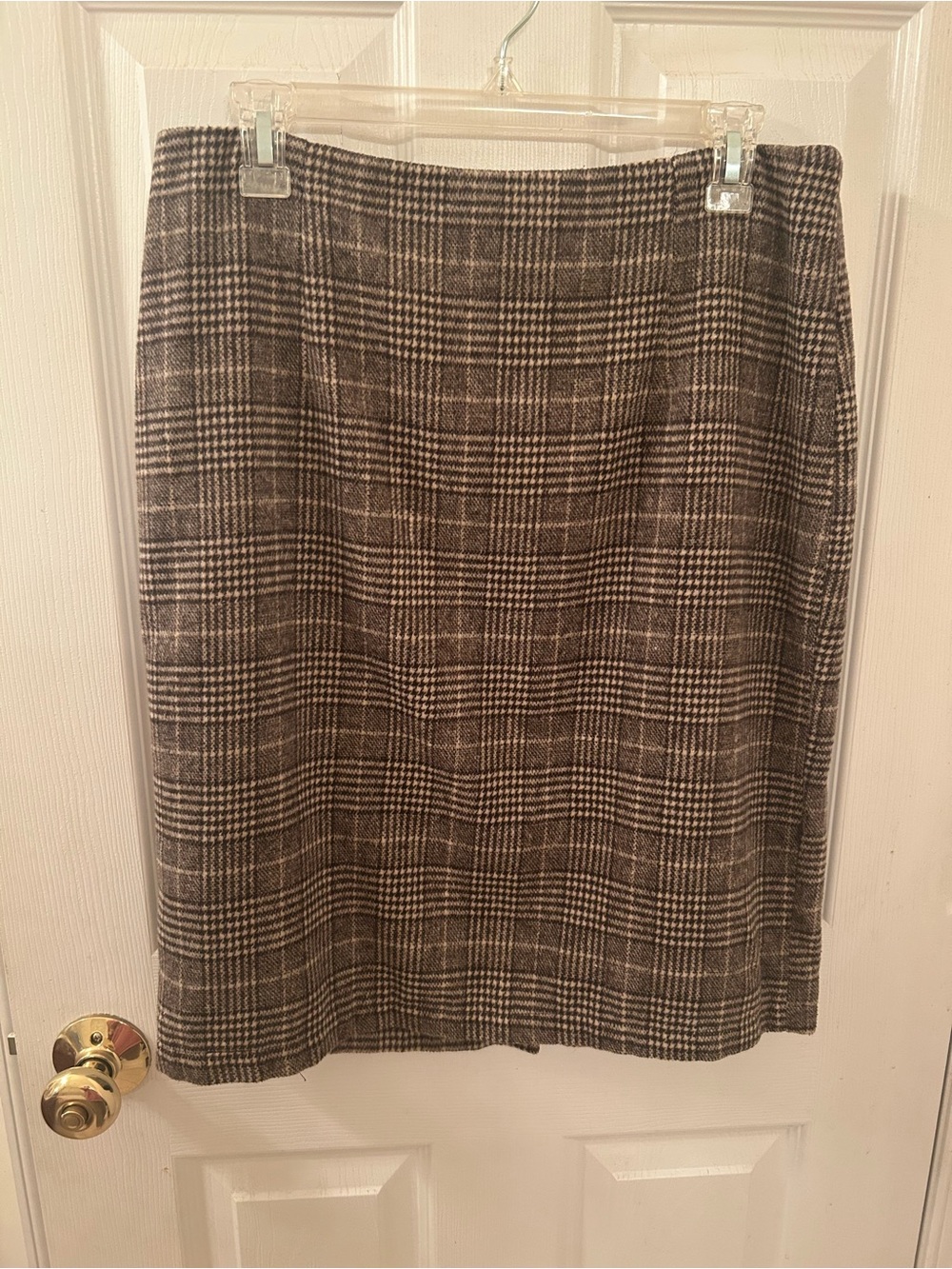 Classic Brown Plaid Pencil Skirt